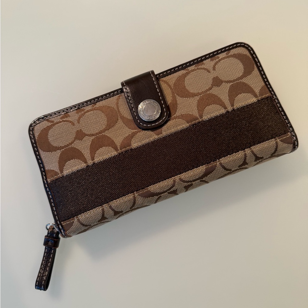 Coach Signature Zip Around Wallet